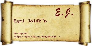 Egri Jolán névjegykártya