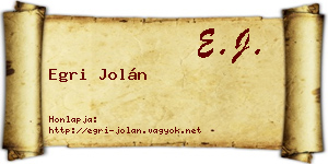 Egri Jolán névjegykártya